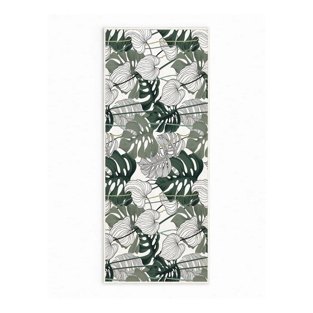 Covor alb/verde lavabil 80x150 cm Monstera – Oyo Concept