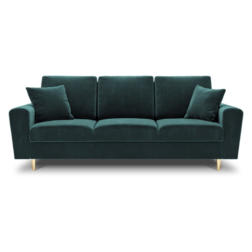 Canapea petrol extensibilă, cu spațiu de depozitare cu tapițerie din catifea 235 cm Kyoto – Cosmopolitan Design