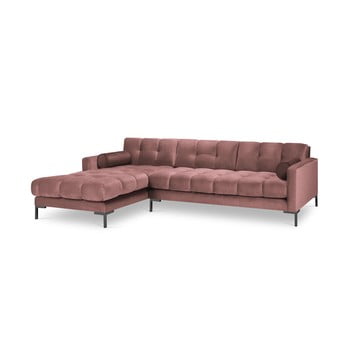 Colțar cu țesătură de catifea cu extensie pe partea stângă cosmopolitan design bali, roz