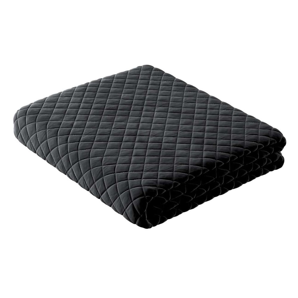 Cuvertură neagră matlasată pentru pat dublu 170×210 cm Posh Velvet – Yellow Tipi 170x210 pret redus