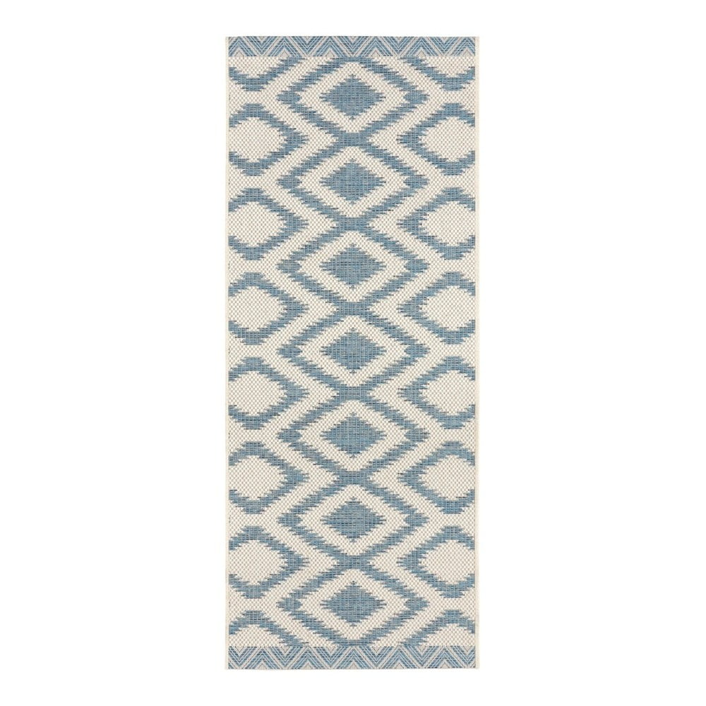 Covor adecvat pentru exterior NORTHRUGS Kalora, 70 x 200 cm, albastru - crem