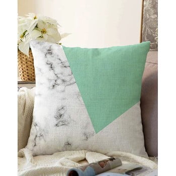 Față de pernă din amestec de bumbac minimalist cushion covers marble, 55 x 55 cm, gri-verde
