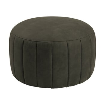 Puf cu husă din piele sintetică actona doria, ⌀ 60 cm, verde olive închis