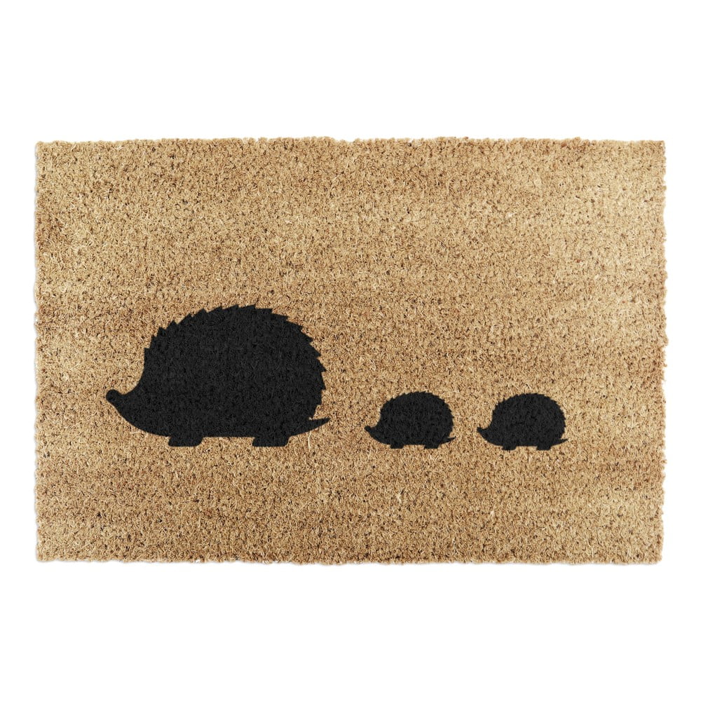 Covoraș de intrare din fibre de nucă de cocos 40x60 cm Hedgehog Family – Artsy Doormats