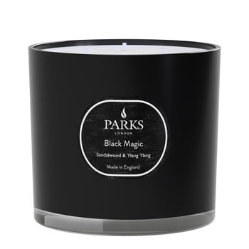 Lumânare cu parfum de lemn de santal și ylang ylang parks candles london black magic, timp de ardere 56 h