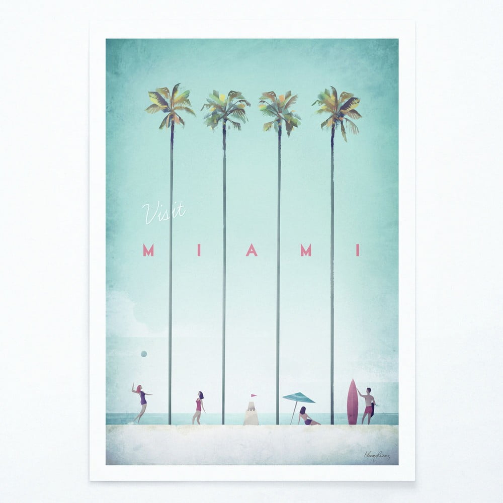 Poster Travelposter Miami, A2 bonami.ro