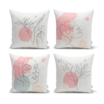 Set 4 fețe de pernă decorative minimalist cushion covers minimalist woman, 45 x 45 cm