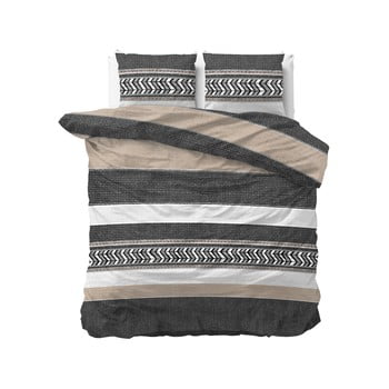 Lenjerie din bumbac pentru pat dublu pure cotton northern stripe, 200 x 200/220 cm, gri