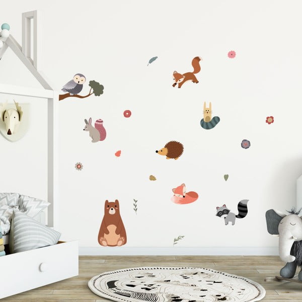 Set autocolante pentru perete Ambiance Scandinavian Animals Bear and his Friends