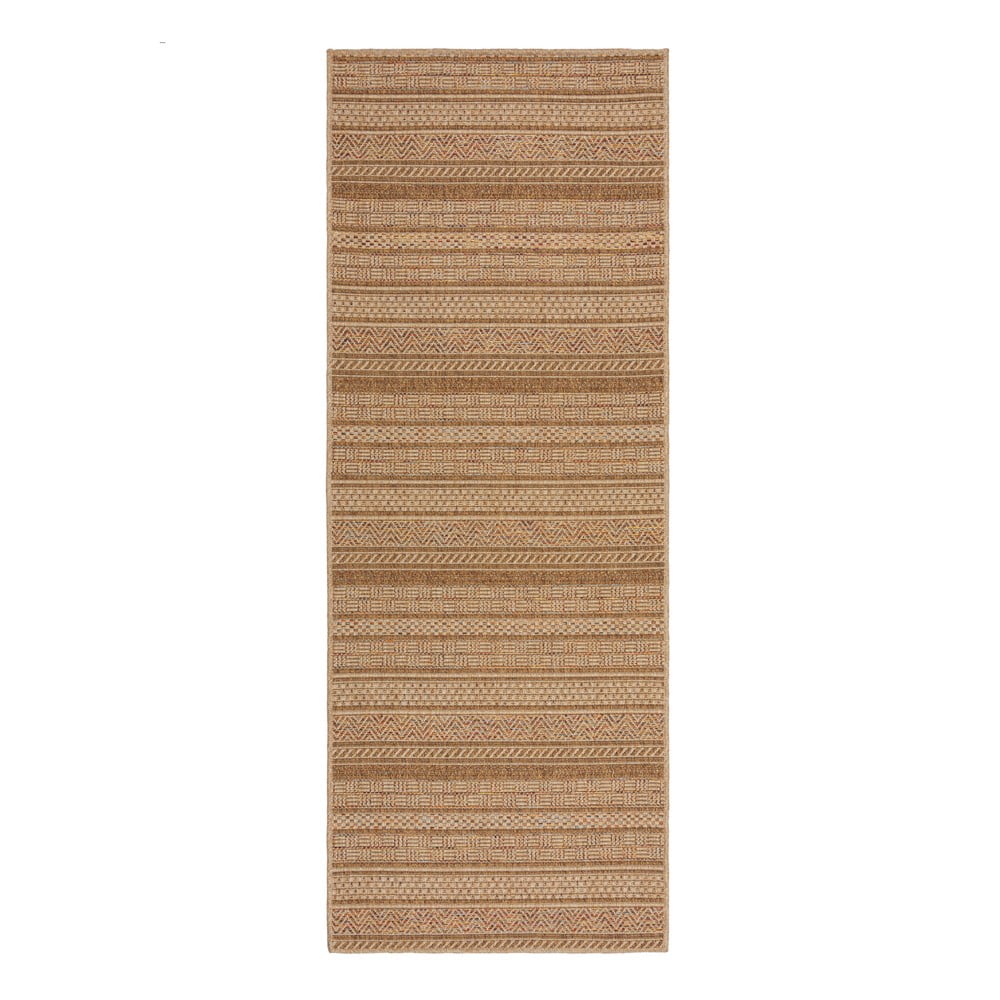 Covor tip traversă de exterior în culoare naturală 80x230 cm Farah Stripe – Flair Rugs