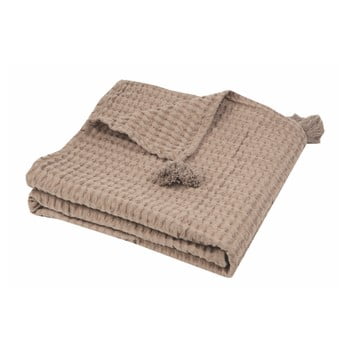 Pled din amestec de bumbac nattiot, 100 x 140 cm, maro