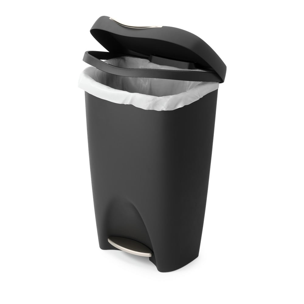 Coș de gunoi negru cu pedală din plastic 50 l Brim – Umbra