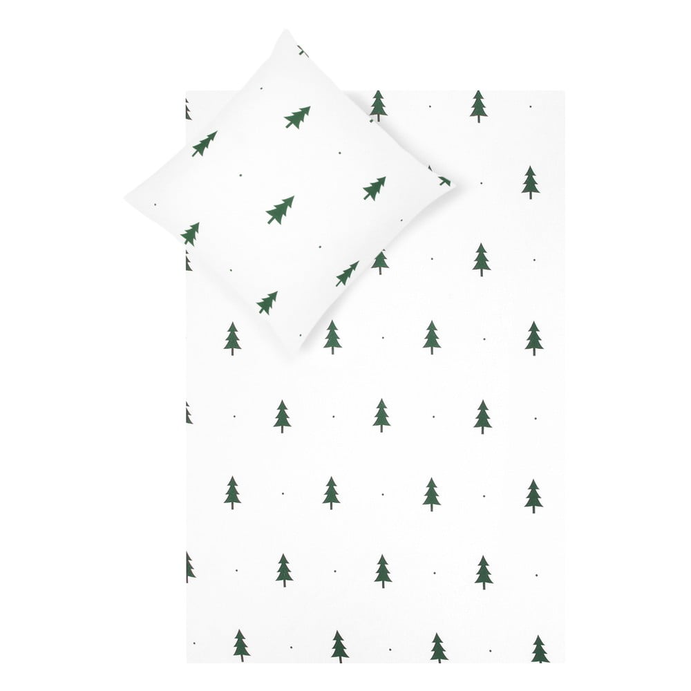 Lenjerie de pat din flanel fovere x-mas tree, 135 x 200 cm, alb