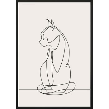 Poster cu ramă pentru perete sketchline/cat, 50 x 70 cm