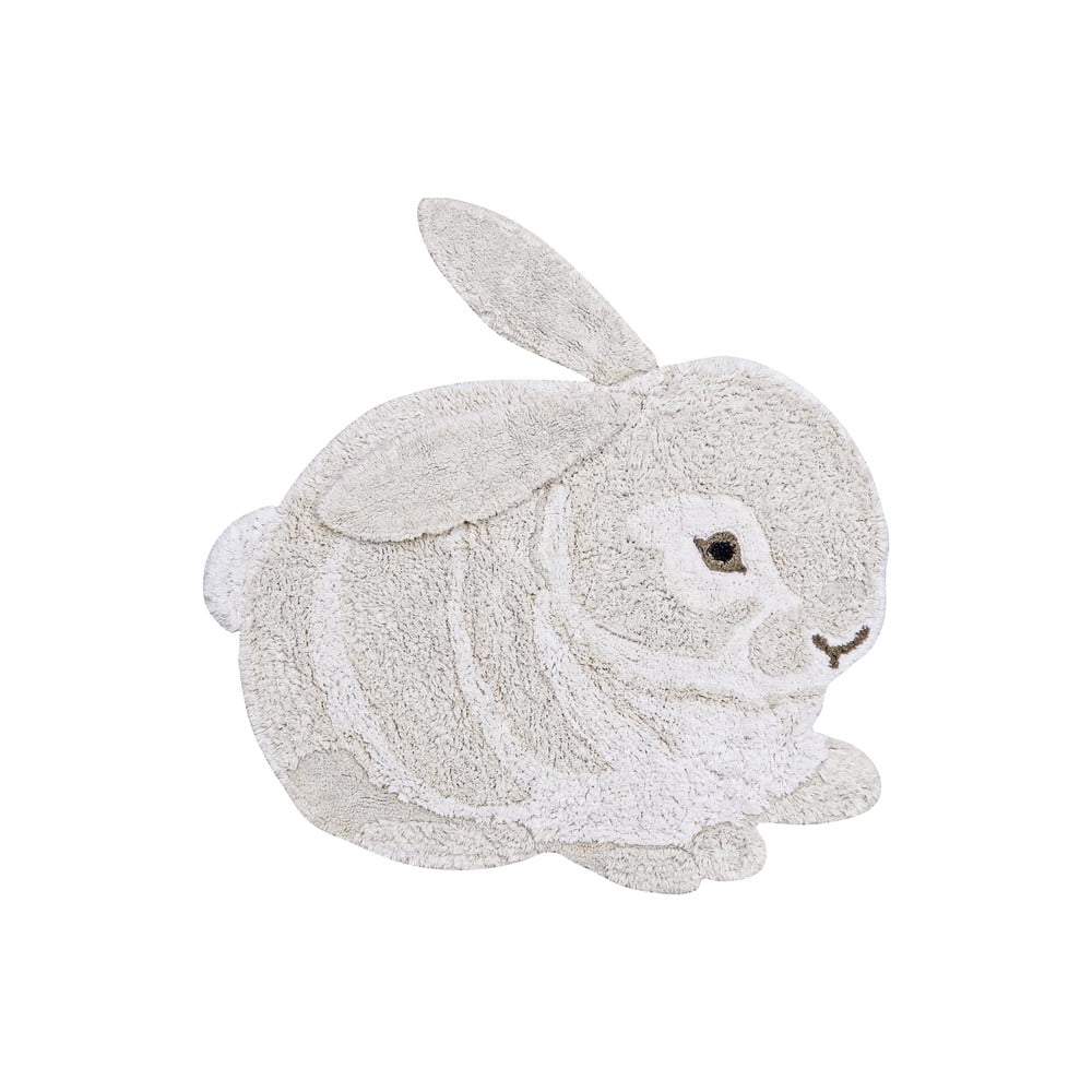 Covor pentru copii gri deschis lavabil/țesut manual din bumbac 130x135 cm Bunny – Lorena Canals