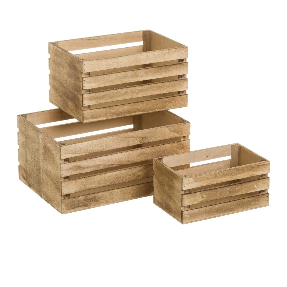 Cutii de depozitare în culoare naturală 3 buc. 31x23x15 cm – Casa Selección