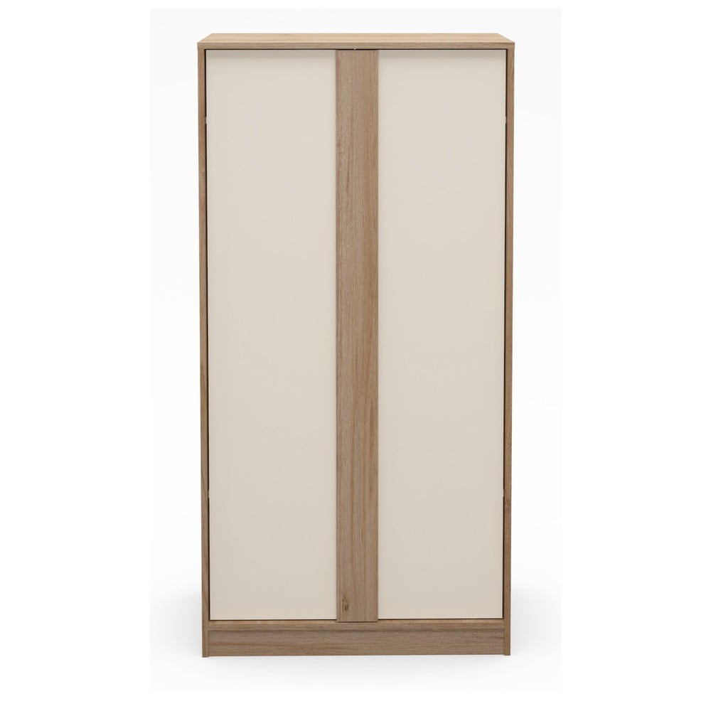 Șifonier crem/în culoare naturală cu aspect de lemn de stejar 90x180x53 cm Dennis – Marckeric