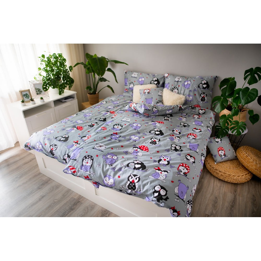 Lenjerie de pat din bumbac pentru pat de o persoană Cotton House Vogel, 140 x 200 cm, gri 140 imagine noua somnexpo.ro