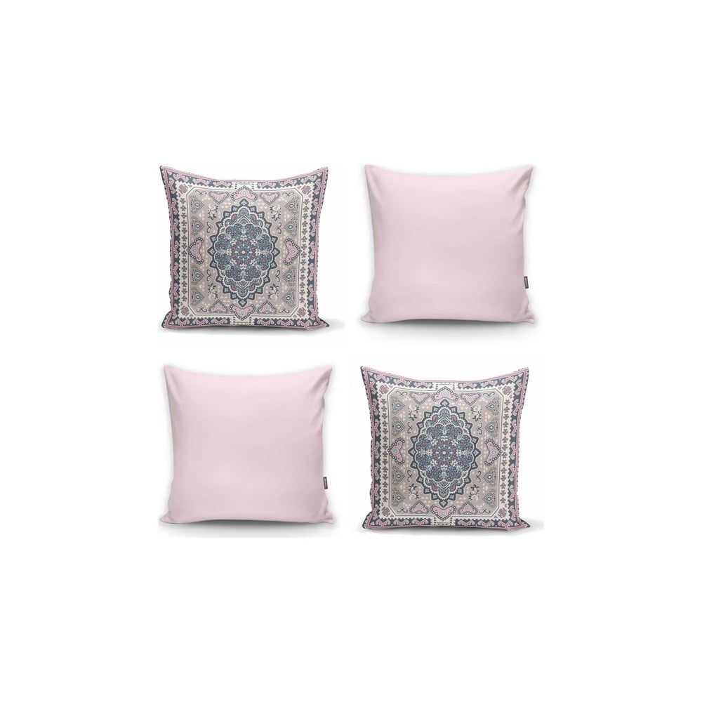 Set 4 fețe de pernă decorative Minimalist Cushion Covers Pink Ethnic, 45 x 45 cm bonami.ro