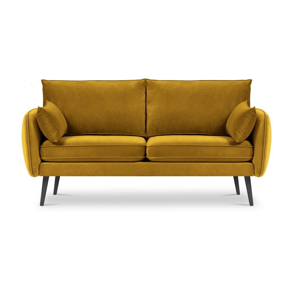 Canapea cu tapițerie din catifea Kooko Home Lento, 158 cm, galben 158 imagine model 2022