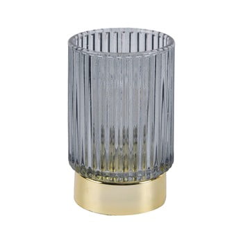 Decorațiune luminoasă din sticlă cu led pt living ribbed, gri