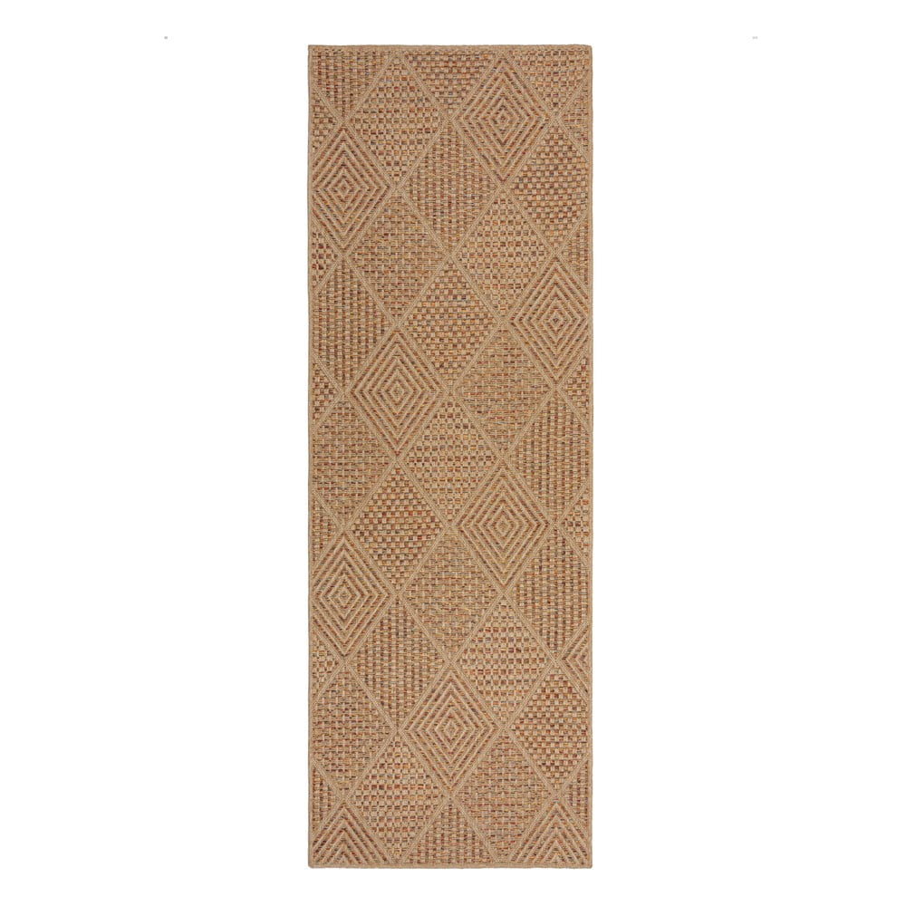 Covor tip traversă de exterior în culoare naturală 80x230 cm Nora Diamond – Flair Rugs