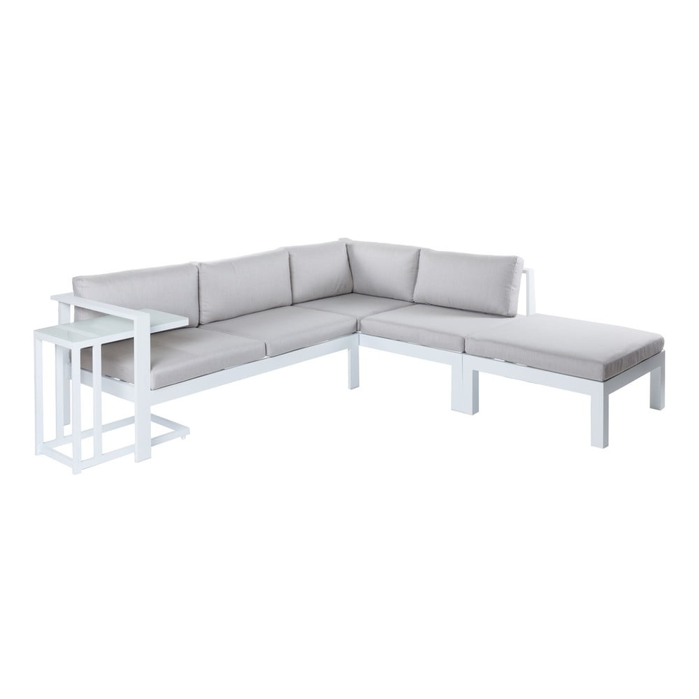 Set mobilier de gradina alb/gri pentru 5/6 persoane a€“ LDK Garden