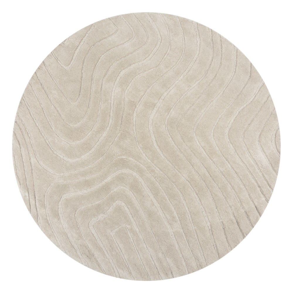 Covor crem țesut manual rotund din lână ø 160 cm Mesmerise Natural – Flair Rugs