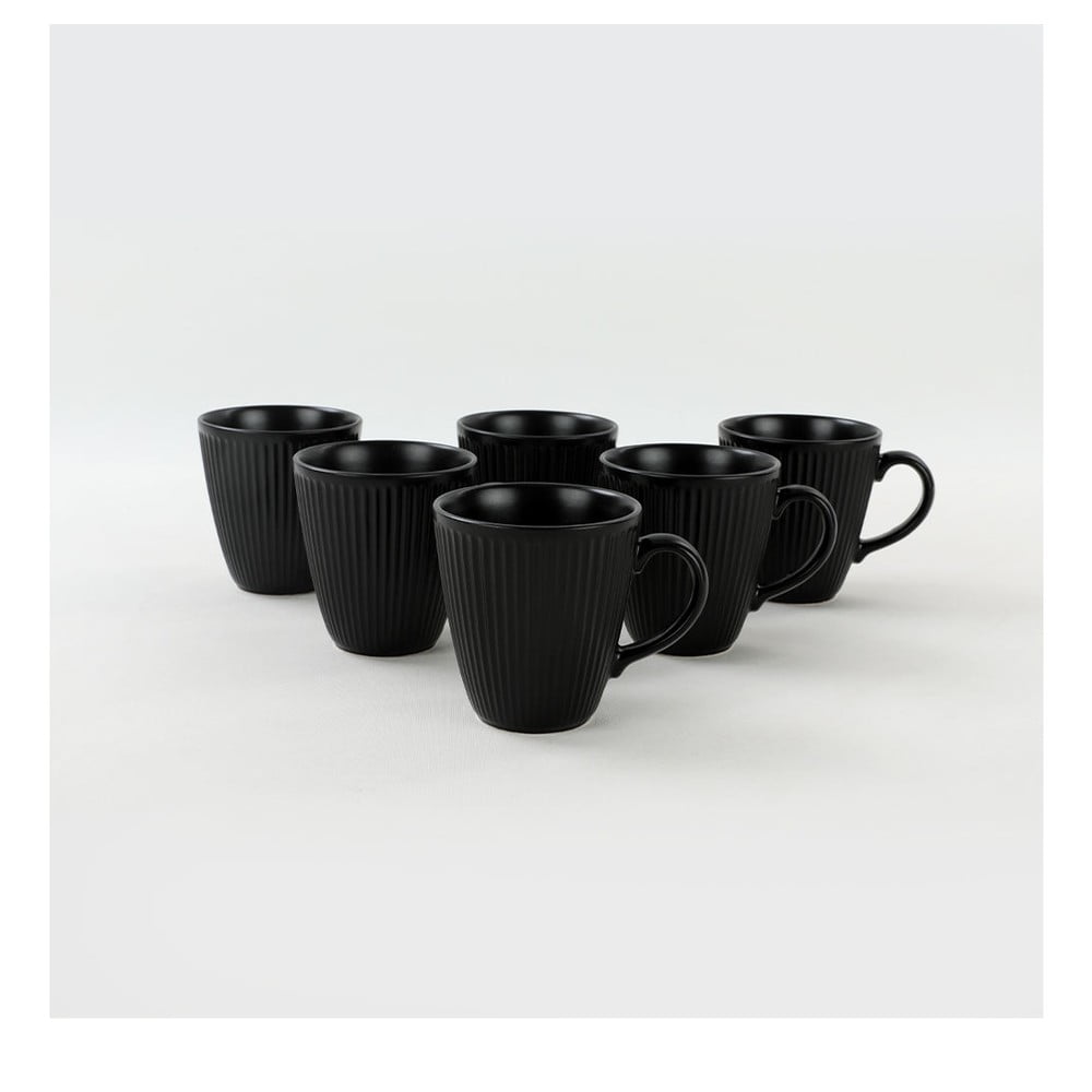  Căni negre 6 buc. din ceramică 0.3 l – Hermia 