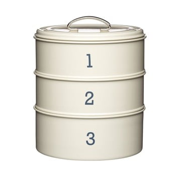 Cutie metalică pentru alimente cu 3 niveluri kitchen craft nostalgia, crem