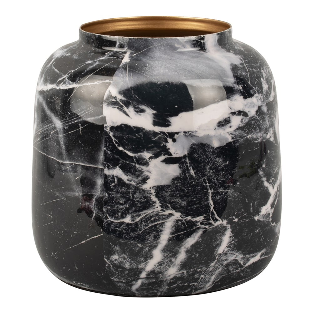 Vaza din fier PT LIVING Marble, inaltime 12,5 cm, alb-negru