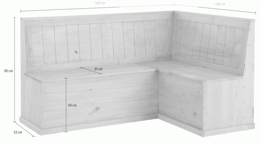 Bancă de colț variabilă din lemn de pin cu spațiu de depozitare Støraa Silas, alb