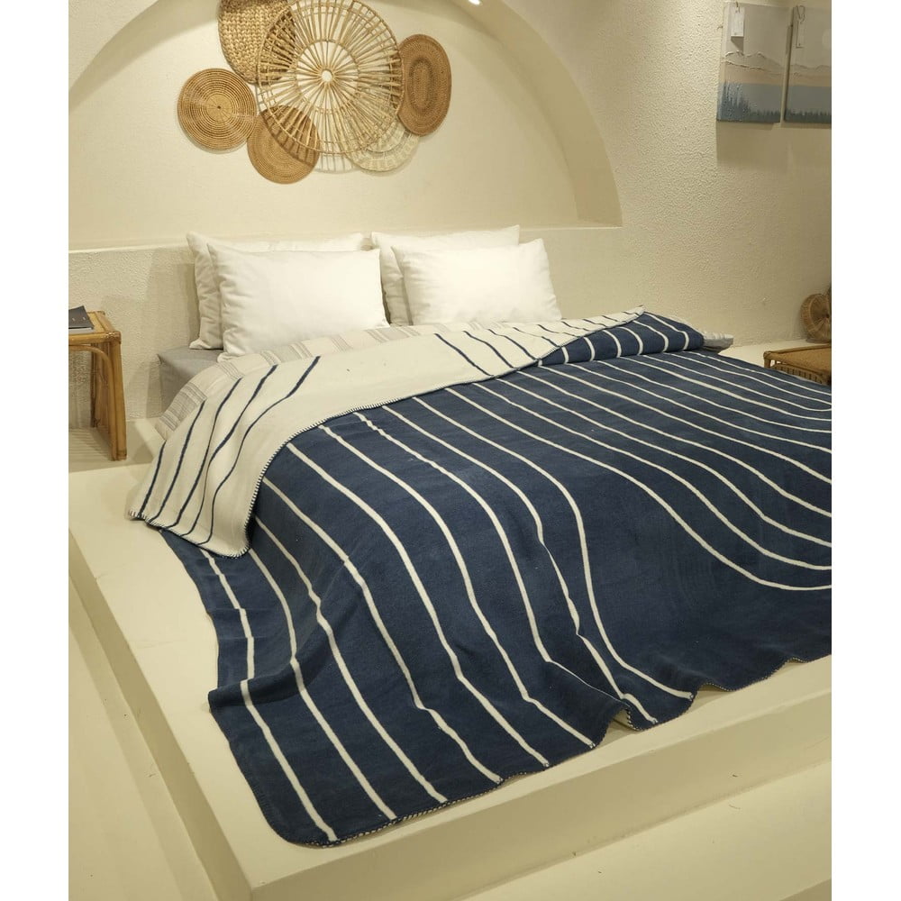 Cuvertură albă/albastru-închis pentru pat de o persoană 150×200 cm Twin – Oyo Concept 150x200 imagine noua somnexpo.ro