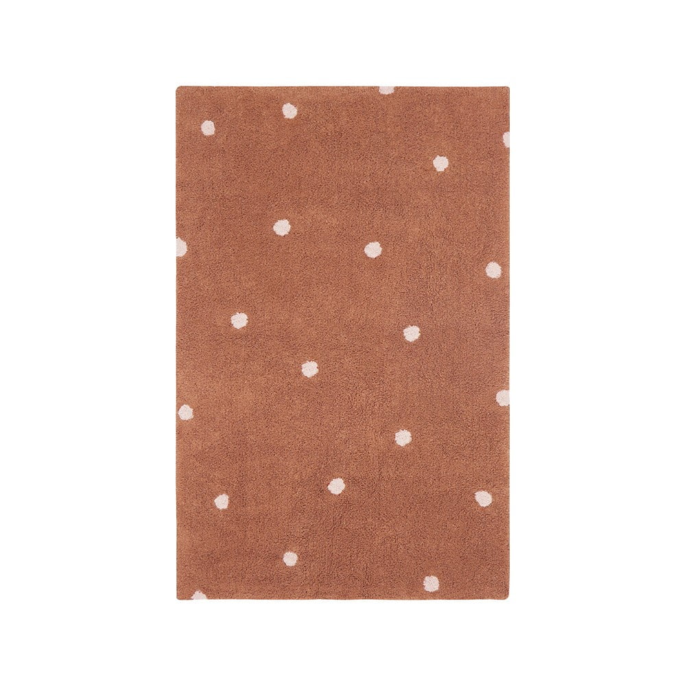 Covor pentru copii cărămiziu lavabil/țesut manual din bumbac 100x150 cm Mini Dot Chestnut – Lorena Canals