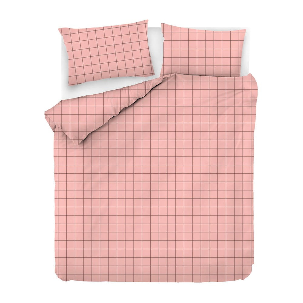 Lenjerie de pat roz din bumbac pentru pat dublu/extinsă 200x220 cm Piga - Mijolnir