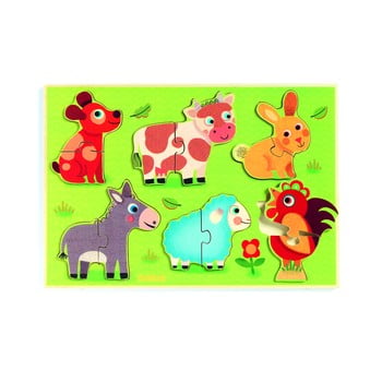 Puzzle din lemn djeco „animale domestice”