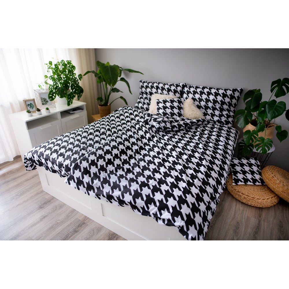 Lenjerie de pat din bumbac pentru pat de o persoană Cotton House Dita, 140 x 200 cm, alb – negru bonami.ro imagine 2022