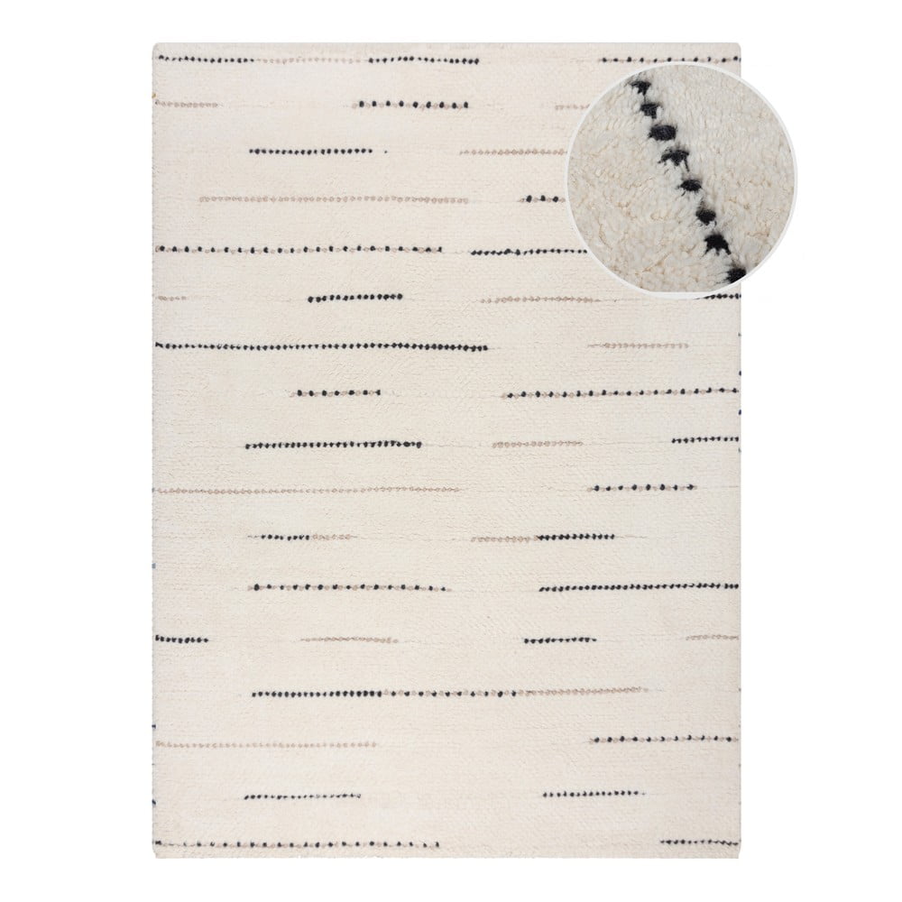 Covor crem țesut manual din lână 200x290 cm Dottie Linear – Flair Rugs