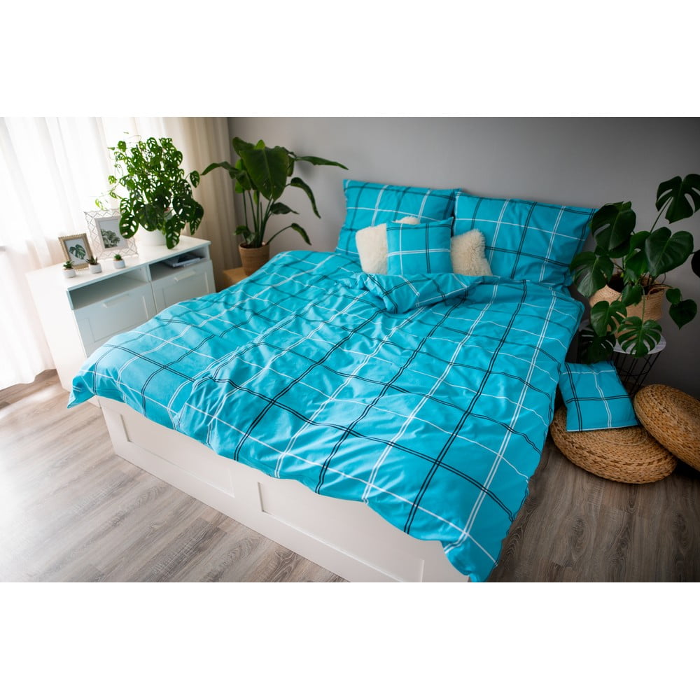 Lenjerie de pat din bumbac pentru pat de o persoană Cotton House Dita, 140 x 200 cm, turcoaz bonami.ro imagine noua