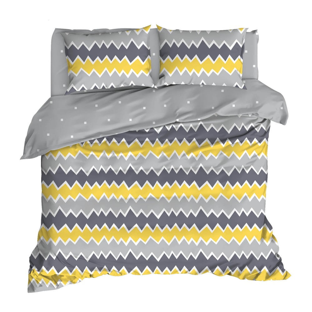 Lenjerie de pat dublu roz-gri din bumbac extinsă cu cearșaf și cuvertură 240×260 cm Zigros – Mijolnir 240x260 imagine noua