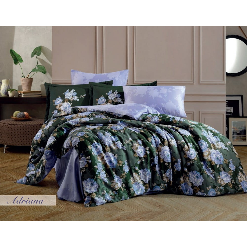 Lenjerie de pat din bumbac satinat pentru pat dublu cu cearșaf Hobby Adriana, 200 x 220 cm, verde bonami.ro imagine noua
