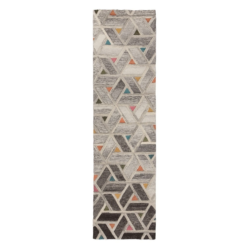 Covor din lână Flair Rugs River, 60 x 230 cm, gri