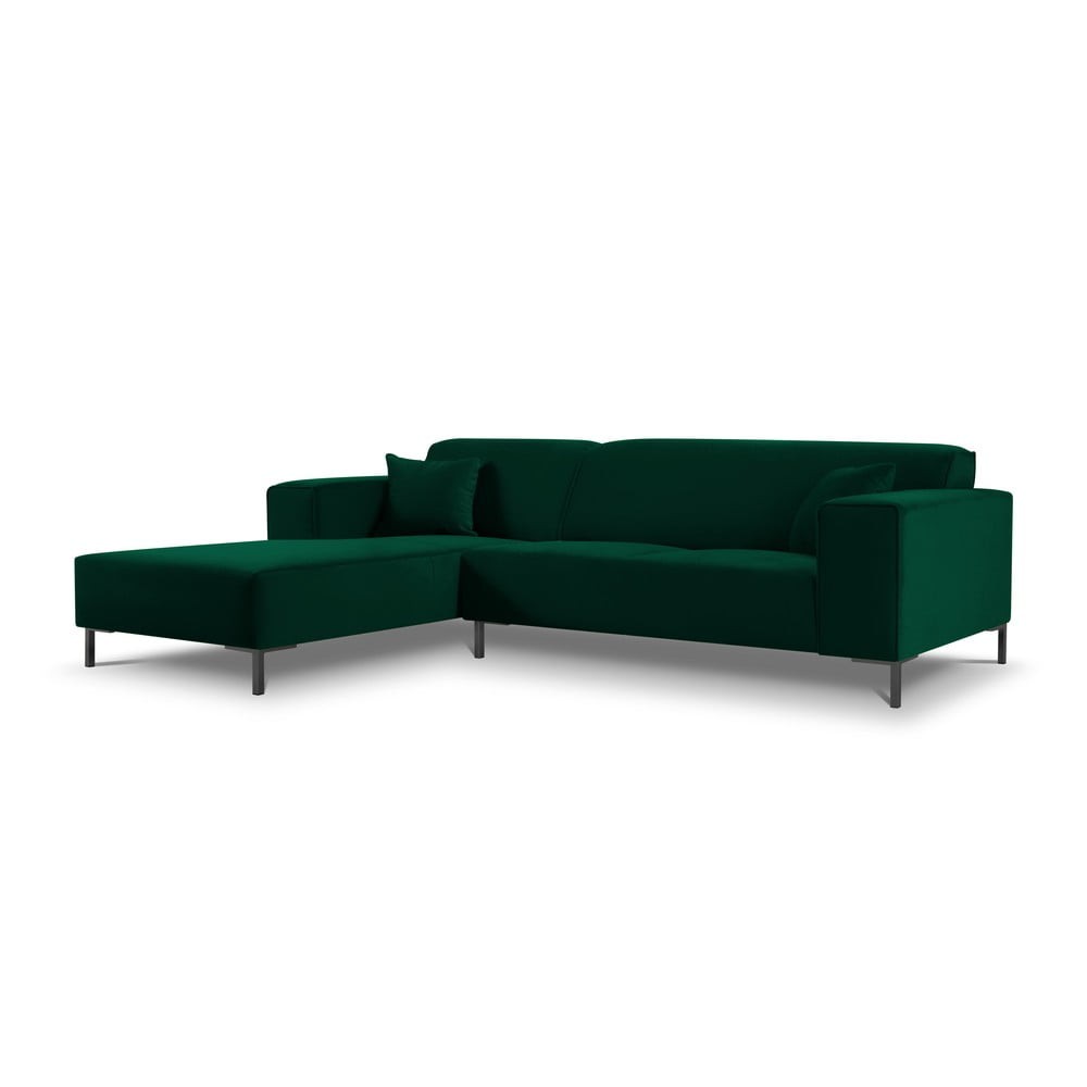 Colțar din catifea cu extensie pe partea stângă cosmopolitan design siena, verde