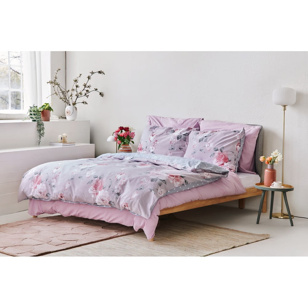 Lenjerie de pat din bumbac pentru pat single Bonami Selection Belle, 140 x 220 cm, roz 140 imagine noua somnexpo.ro