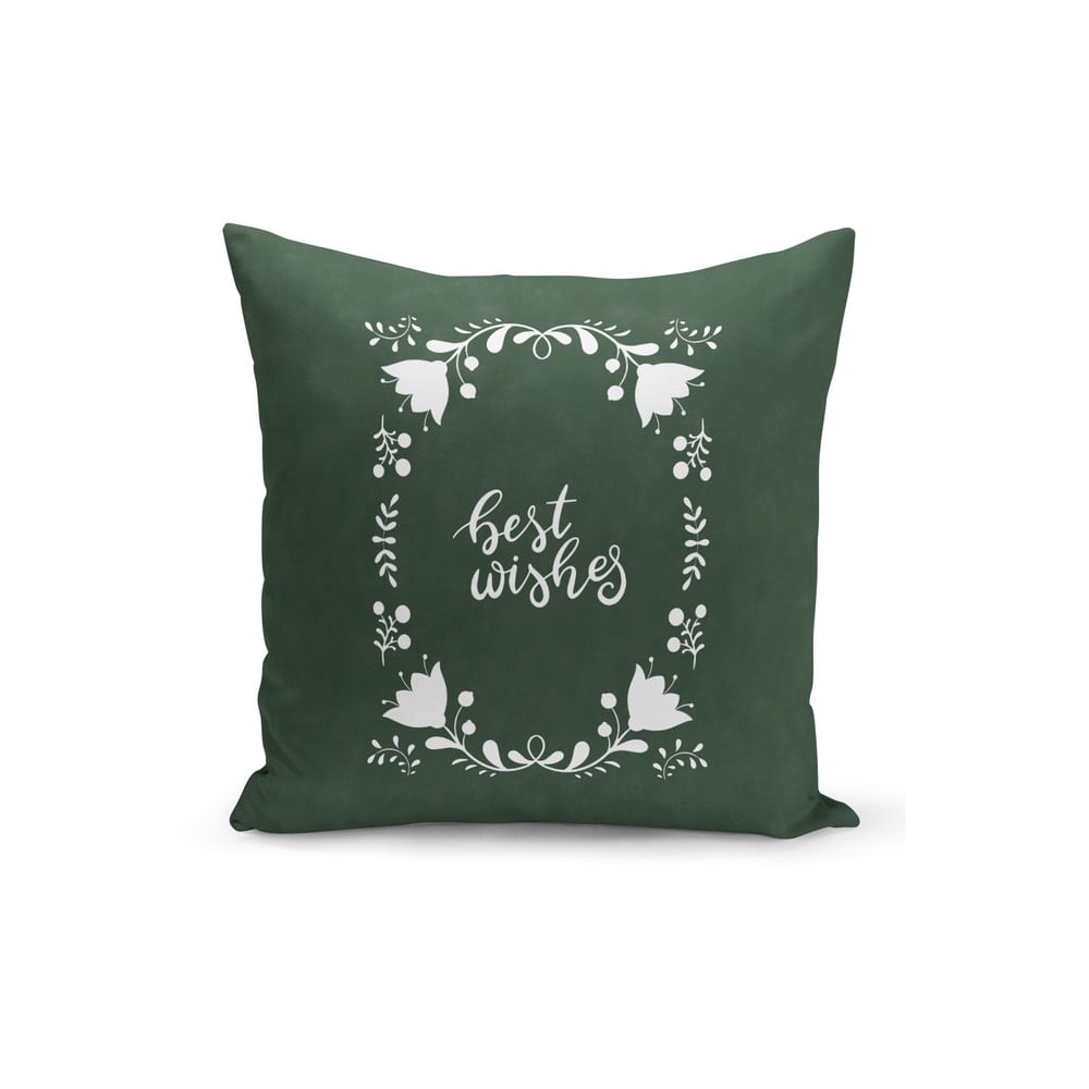 Față de pernă decorativă cu model de Crăciun Kate Louise Christmas Noel, 43 x 43 cm, verde