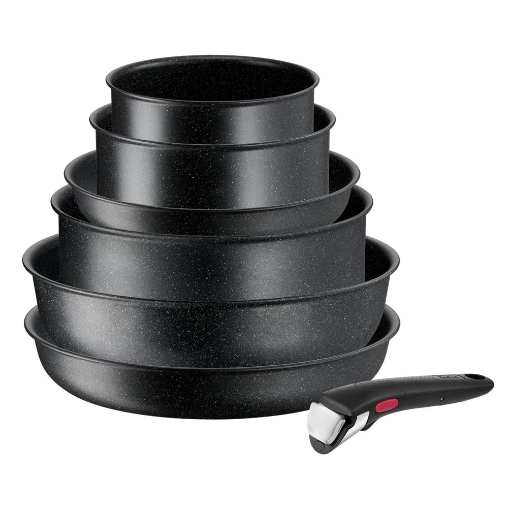 Set de vase pentru gătit 7 buc. din aluminiu INGENIO Black stone L3998702 – Tefal