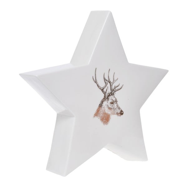 Stea decorativă din ceramică Ewax Deer, înălțime 15,5 cm, alb