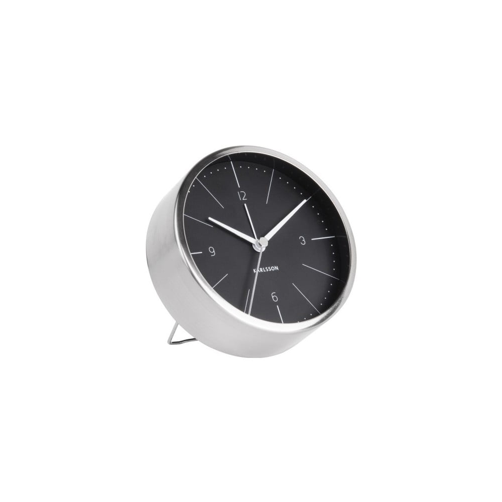 Ceas alarmă Karlsson Normann, Ø 10 cm, negru – gri alarma
