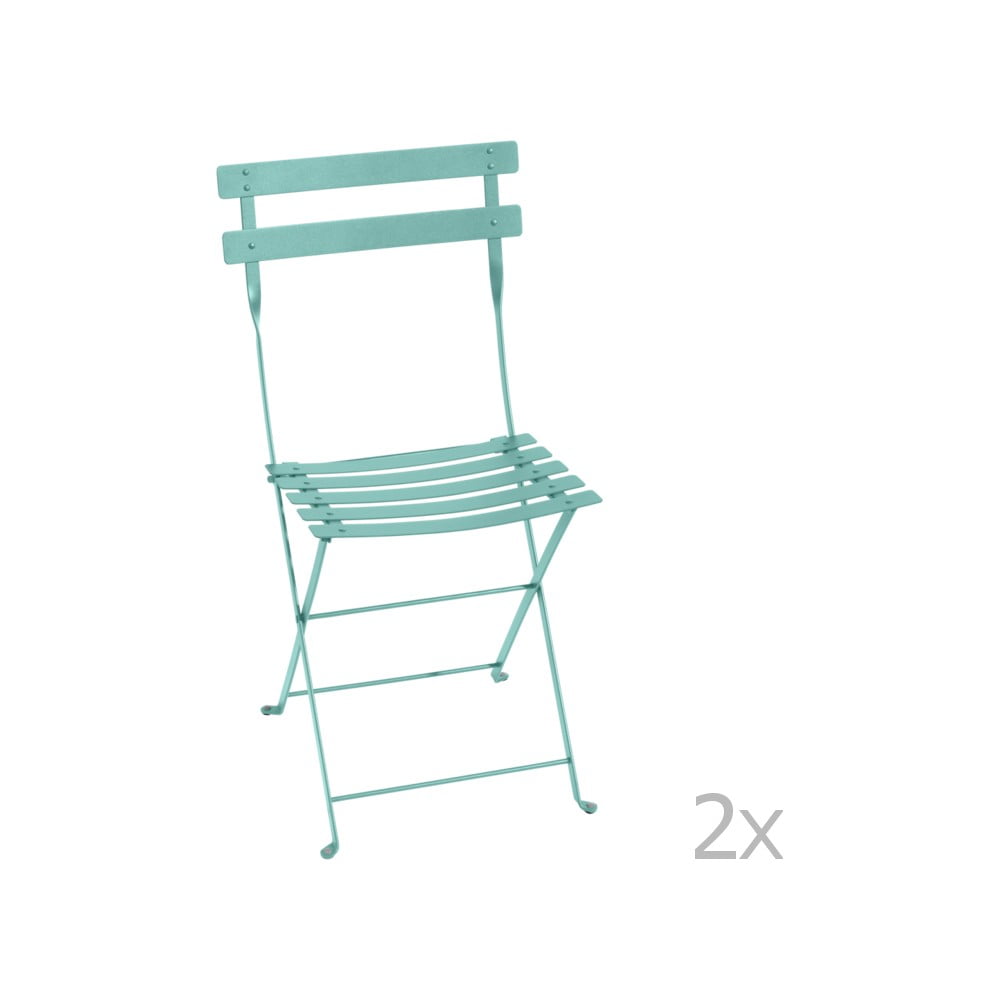 Set 2 scaune grădină pliabile Fermob Bistro, albastru deschis