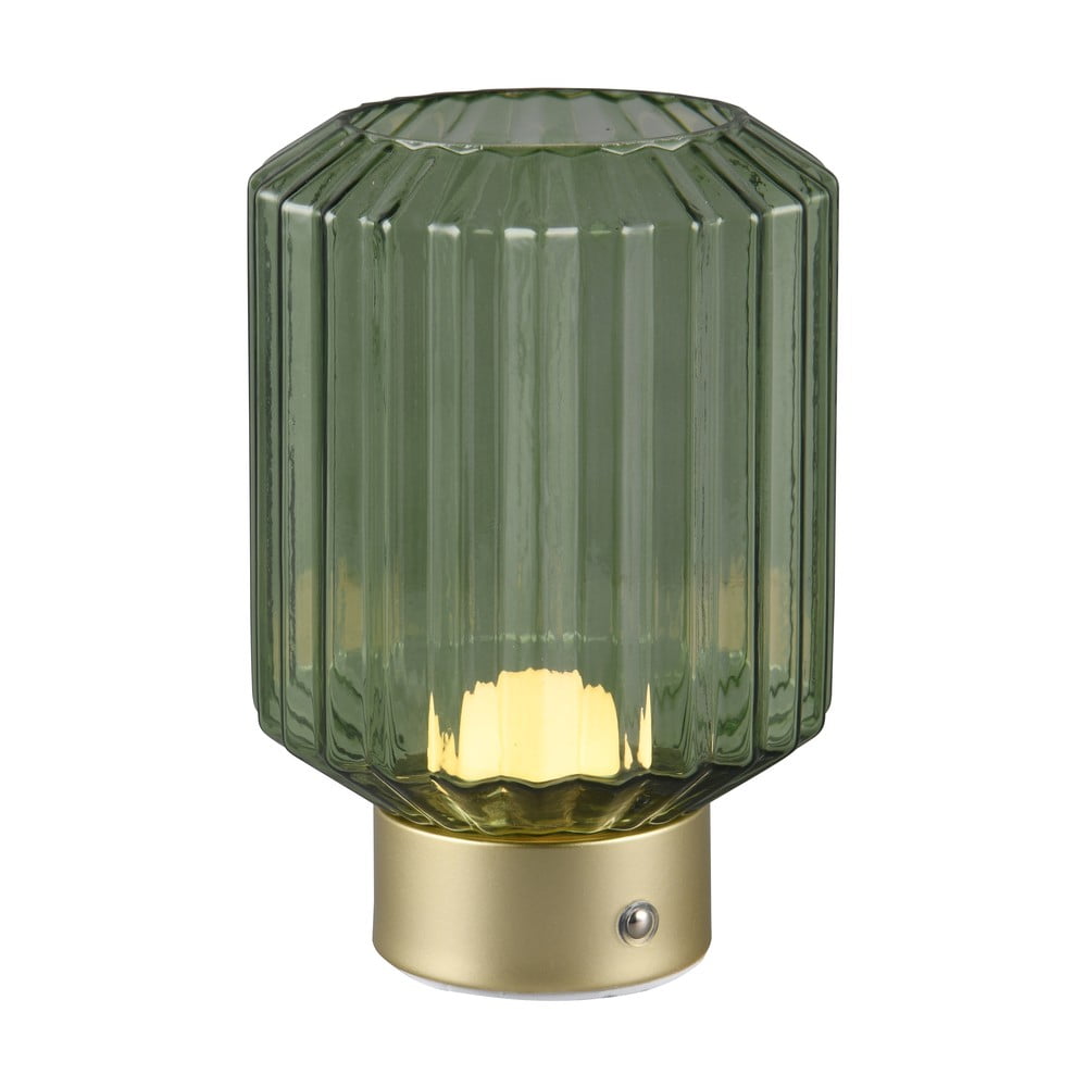 Veioză verde/aurie LED cu intensitate reglabilă cu abajur din sticlă (înălțime 19,5 cm) Lord – Trio